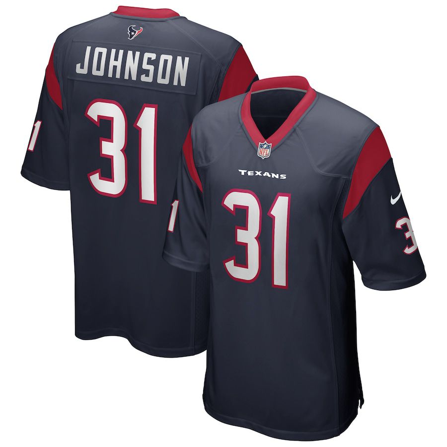 Men Houston Texans 31 David Johnson Nike Navy Game Player NFL Jersey